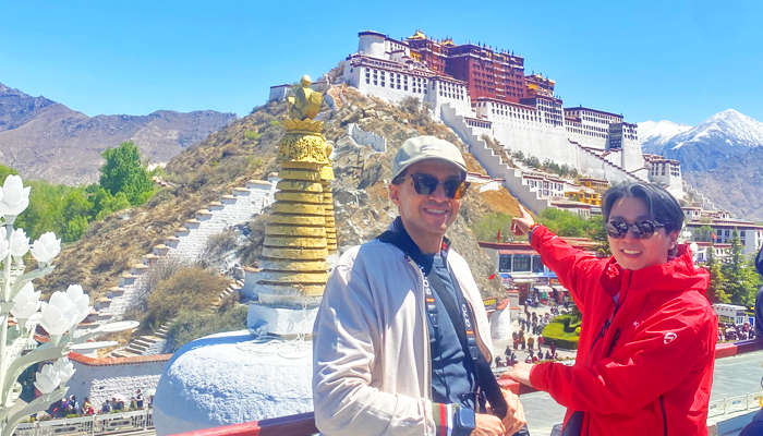 View of Potala Palace from Chakpori Hill in Lhasa