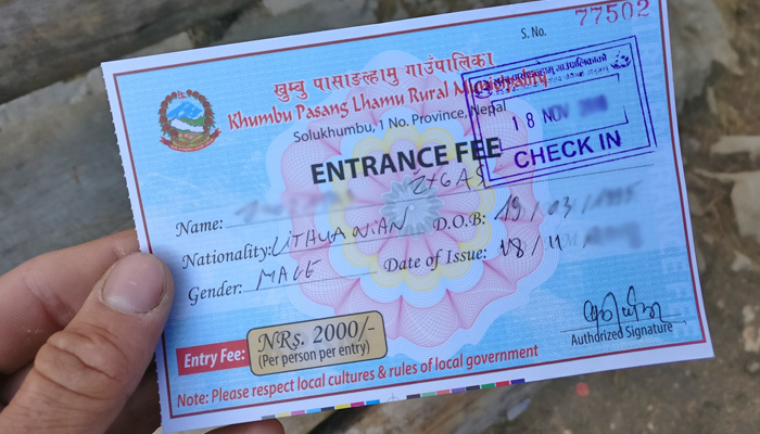 Sagarmatha National Park Entry Permit