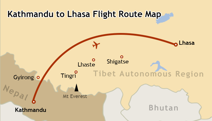  Kathmandu Lhasa Flight Map