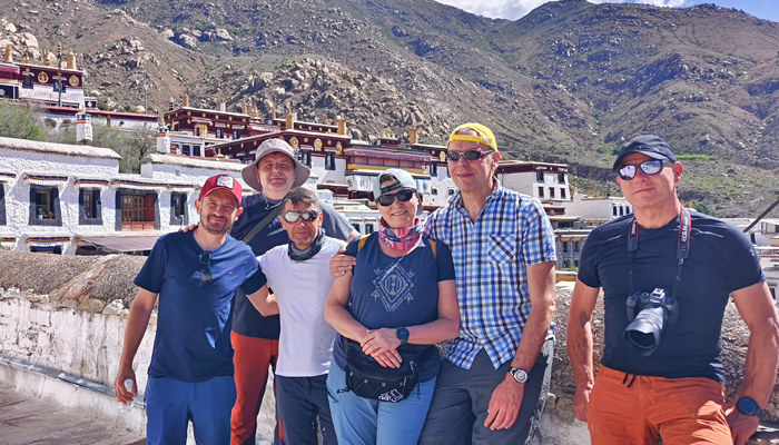 Travelers visiting Drepung Monastery during a small group Tibet tour