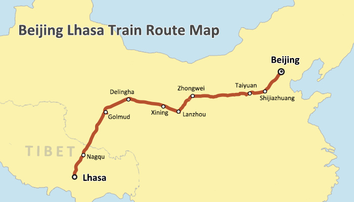 Beijing Lhasa Train Route Map