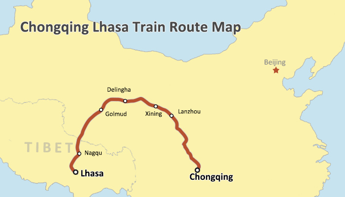 Chongqing Lhasa Train Route Map