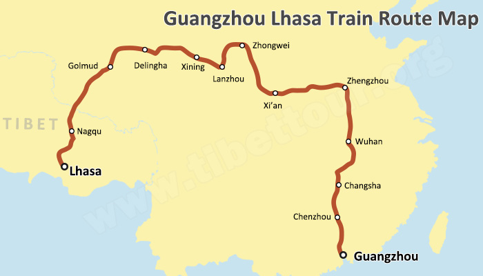 Guangzhou Lhasa Train Route Map