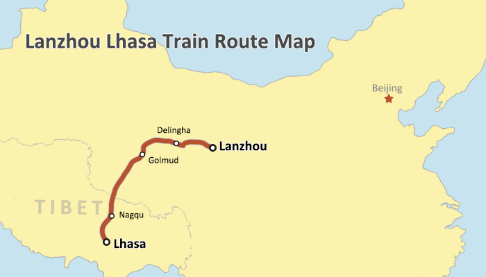 Lanzhou Lhasa Train Route Map