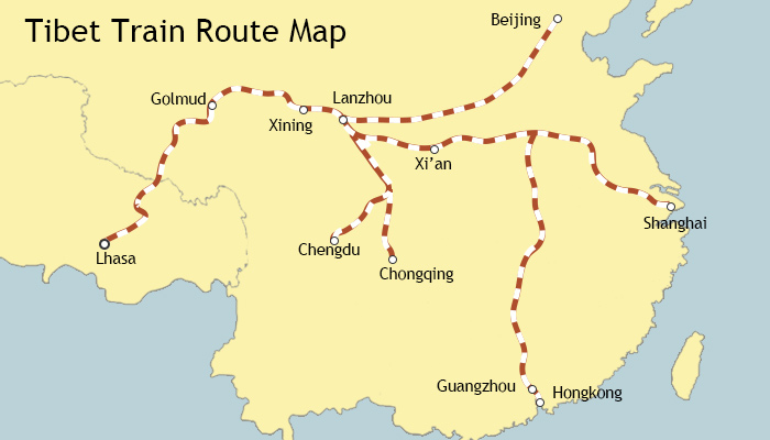 China Tibet train route map