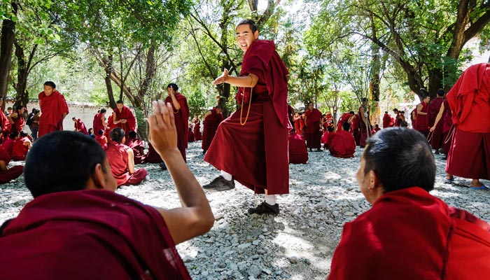 Monk debating at Sera Monastery