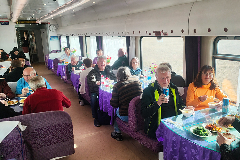 Dining car experience on Beijing Tibet train tour