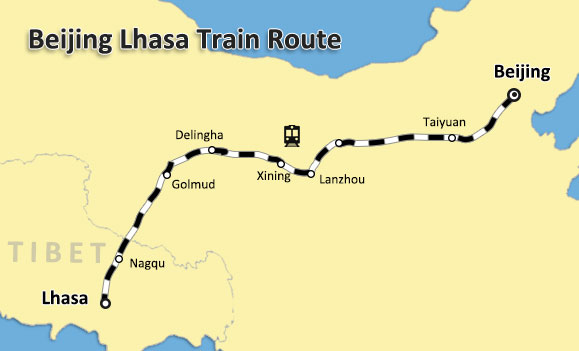 Beijing Tibet Train Tour Map