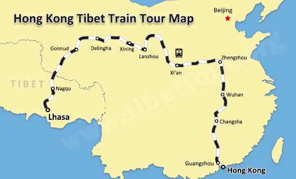 Hong Kong Tibet Train Tour Map