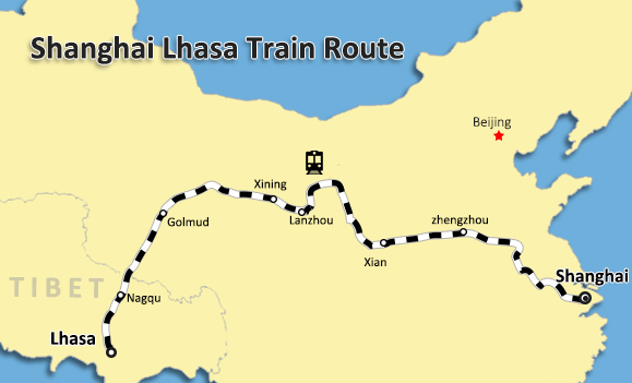 Shanghai Tibet Train Tour Map