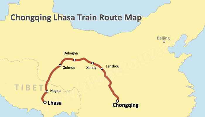 Chongqing Lhasa Train Route Map