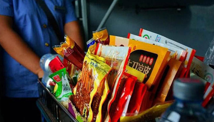 You can buy some foods and drinks from the food trolley