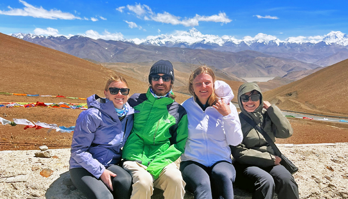 Snow-covered Himalayan mountains at Gawula Pass in May