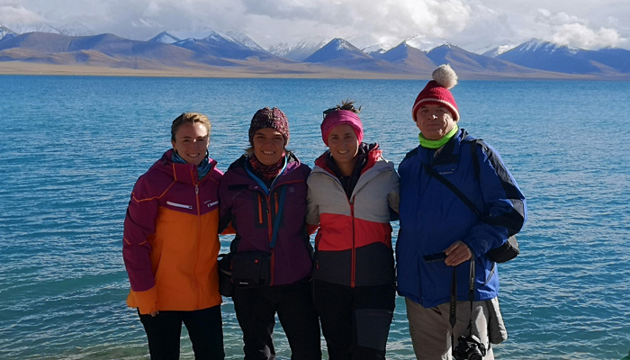 Tourists visit Namtso lake in October