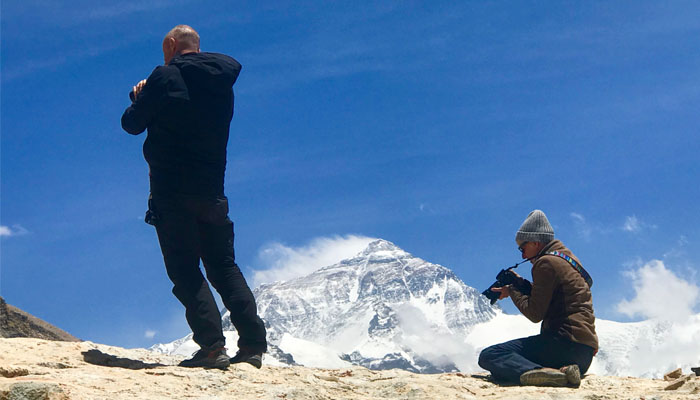 Taking pictures on mount Everest