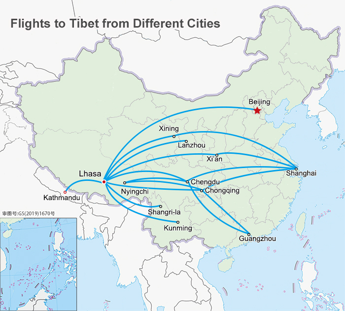 all airlines to Tibet