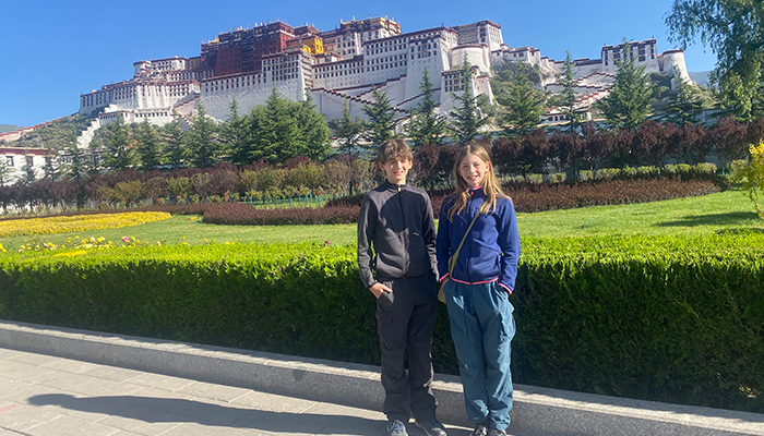 Family travelers sightseeing in Lhasa Tibet