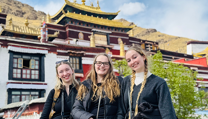 Family visiting Tashilhunpo Monastery in Shigatse Tibet