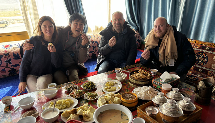 Dining in a local Tibetan family
